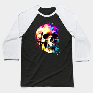 Colored Skull in Vibrant Vector Style Baseball T-Shirt